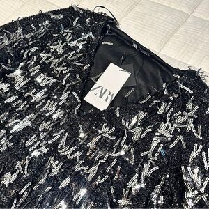 ZARA NWT WOMAN FRINGED SEQUIN MINI SHIFT DRESS